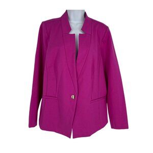 Eloquii Hot Pink Notched Collar & Single Button Closure Blazer Women's Size 20